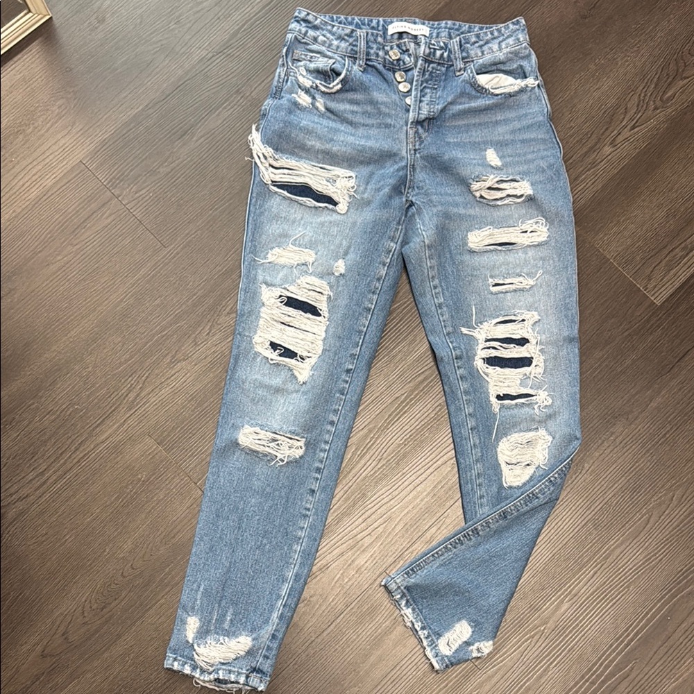Flying Monkey Blue Skinny Jeans with Distressed Detailing